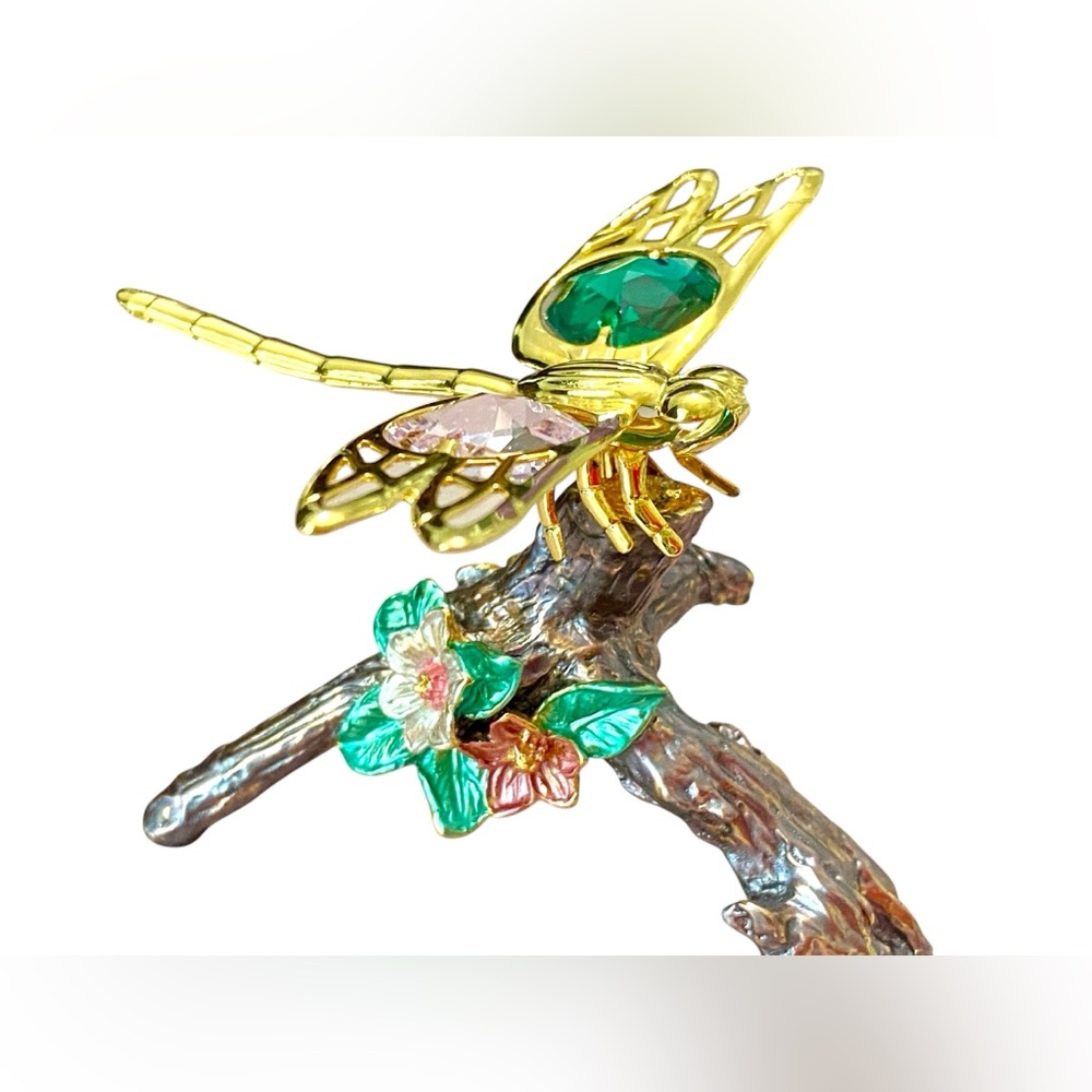 Mini Figurine By Crystal Temptations 24K Gold Plated Dragonfly Swarovski Crystal